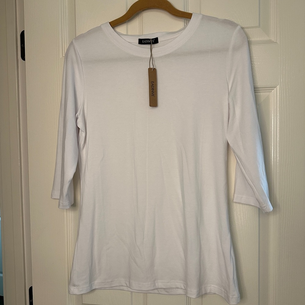3/4 Sleeve White Women's Top - Size Small